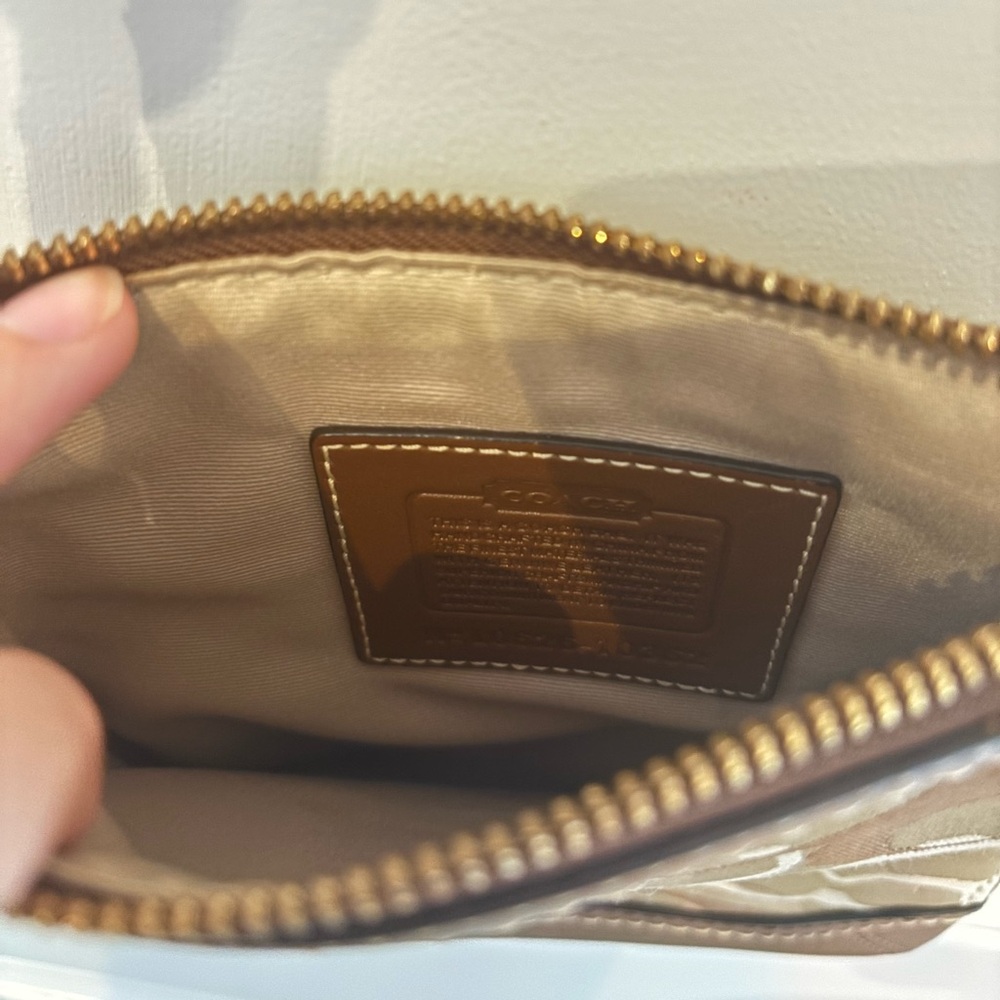 Coach Beige and Brown Zip Pouch Crossbody - Picture 3 of 4